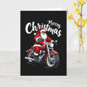 Graphic Cool Santa on Chopper Merry Christmas Card Kaart (Gele Bloem)