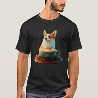 Graphic Corgi Dog Pet and Coffee Cup T-shirt