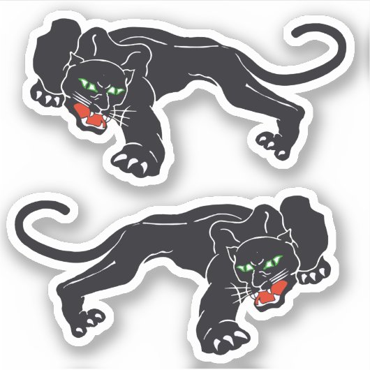 Graphic Crouching Black Panther Wild Cat Sticker (Voorkant)