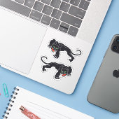  Graphic Crouching Black Panther Wild Cat Sticker (Laptop met iPhone)