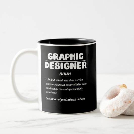 Graphic Designer Definition Funny Job betekenend Tweekleurige Koffiemok (Met donut)