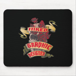 Graphic Designer Inked Skull & Rode Rozen Tatt Muismat