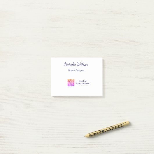 Graphic designer name scan QR code details profess Post-it® Notes (Op bureau)
