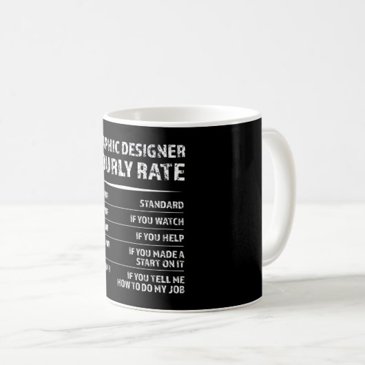 Graphic Designer Uurly Rate Funny Cadeau Koffiemok (Voorkant rechts)