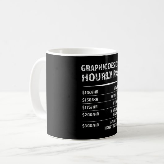 Graphic Designer Uurly Rate Funny Cadeau Koffiemok (Voorkant links)