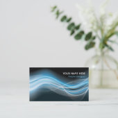 Graphic Designer Visitekaartje blauw witte golf (Staand voorkant)