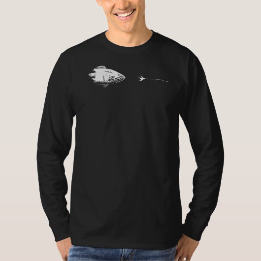 Graphic Fly Fishing Hook Line  Fish Smallmouth Bas T-shirt (Voorkant)