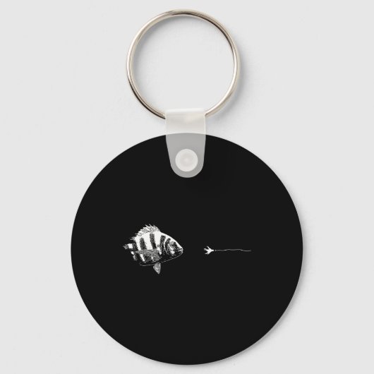 Graphic Fly Fishing Hook Line - Vis Schapenkop Sleutelhanger (Voorkant)