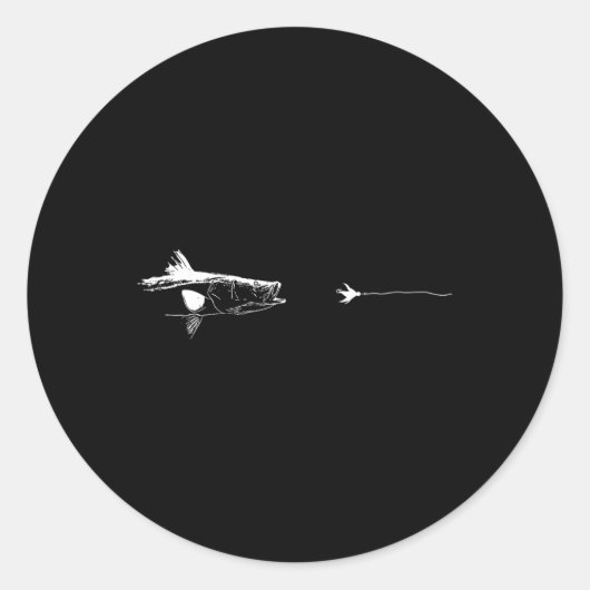 Graphic Fly Fishing Hook Line - Vishaak Ronde Sticker (Voorkant)