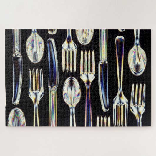 Graphic foto cutlery fork knife spoon tableware, legpuzzel (Horizontaal)