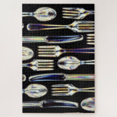 Graphic foto cutlery fork knife spoon tableware, legpuzzel (Verticaal)