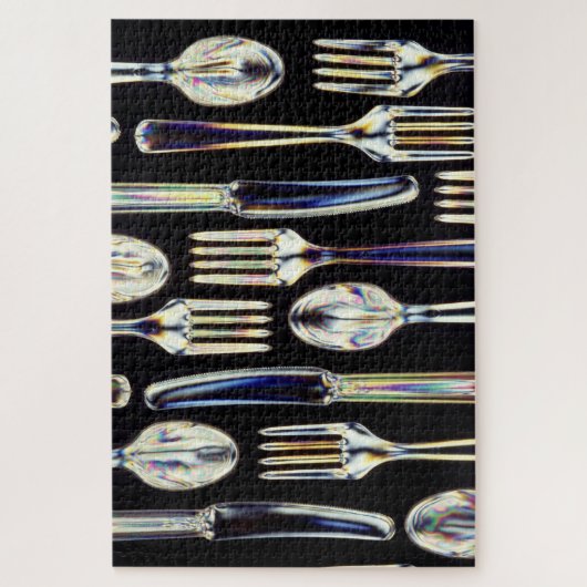 Graphic foto cutlery fork knife spoon tableware, legpuzzel (Verticaal)