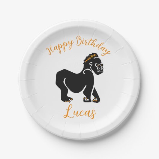 Graphic GORILLA -Wildlife -Happy Birthday - Feest Papieren Bordje (Voorkant)