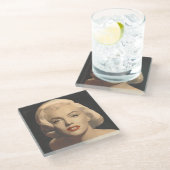 Graphic Gray Marilyn Glazen Onderzetter (Schuin)