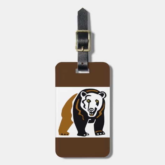 Graphic GRIZZLY Beer - Wildlife - Bruin Bagagelabel (Voorkant verticaal)
