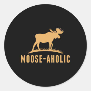 Graphic Hunting Graphic Moose-aholic Vrouwen Manne Ronde Sticker
