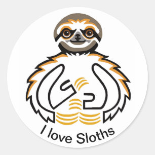 Graphic I love SLOTHS - Natuur - Wildlife Ronde Sticker