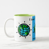 Graphic - Ik hou van Planet EARTH - Red onze plane Tweekleurige Koffiemok (Links)