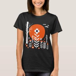 Graphic illustration of a night landscape t-shirt
