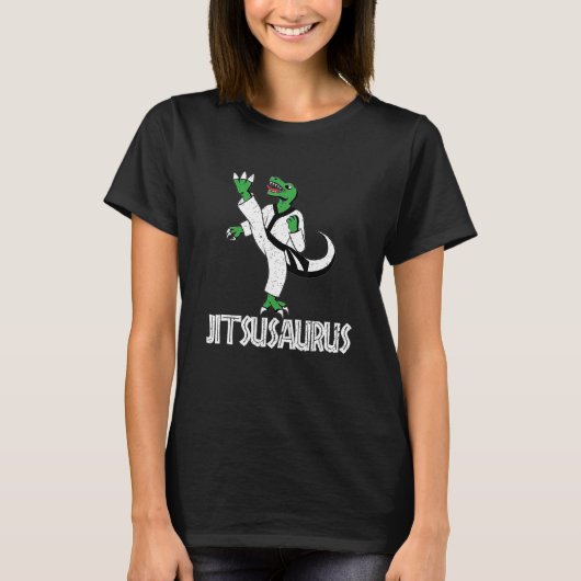 Graphic Jitsusaurus Dinosaur And Brazilian Jiu Jit T-shirt (Voorkant)