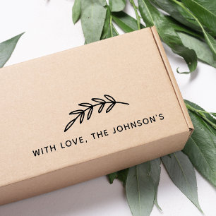 Graphic Leaves Branch met Liefde Familienaam Zelfinktende Stempel