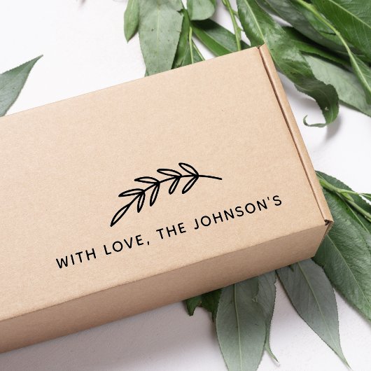 Graphic Leaves Branch met Liefde Familienaam Zelfinktende Stempel