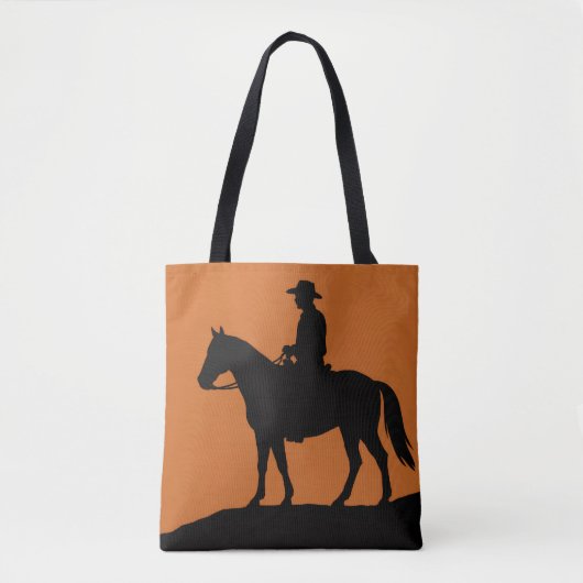 Graphic Lone Rider Tote Bag - Minimalist Western  (Voorkant)
