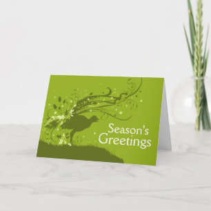 Graphic lyrebird green Christmas card Feestdagen Kaart