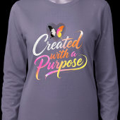 Graphic met neon glansschrift 'Created Purpose' T-shirt