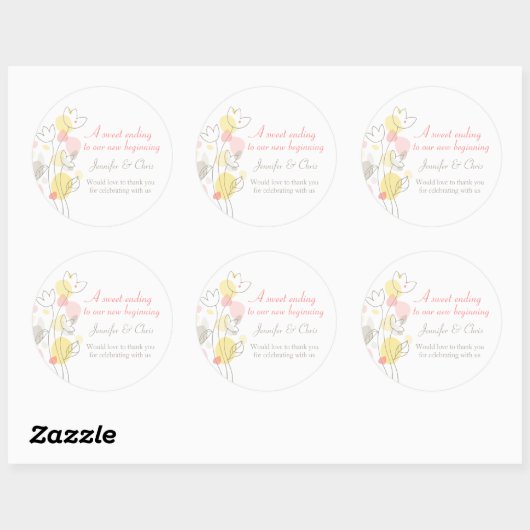 Graphic modern bloemblaadje bruiloft snoep sticker (Vel)