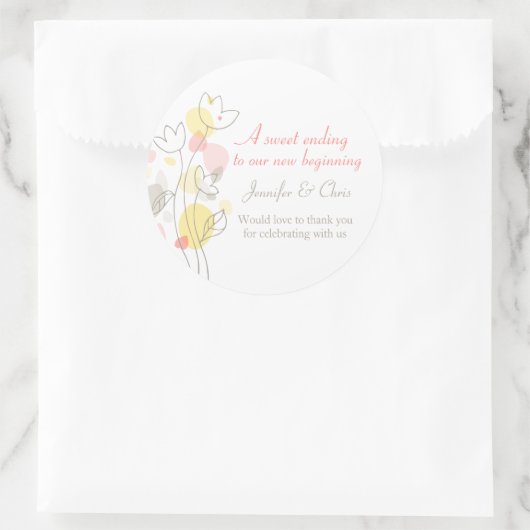 Graphic modern bloemblaadje bruiloft snoep sticker (Tas)