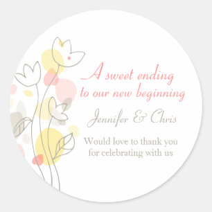 Graphic modern bloemblaadje bruiloft snoep sticker