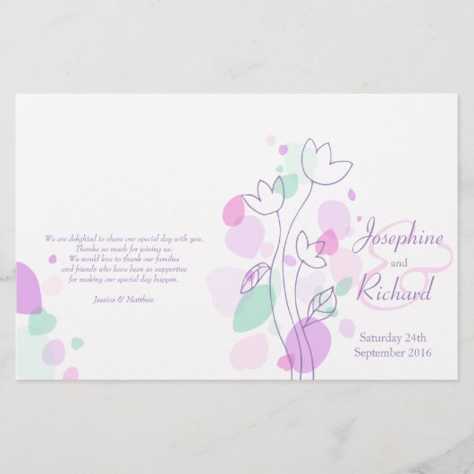 Graphic modern flower petals Weddenprogramma (Voorkant)