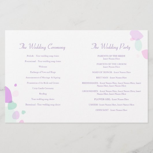 Graphic modern flower petals Weddenprogramma (Achterkant)