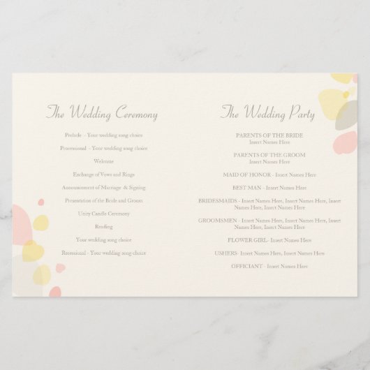 Graphic modern flower petals Weddenprogramma (Achterkant)