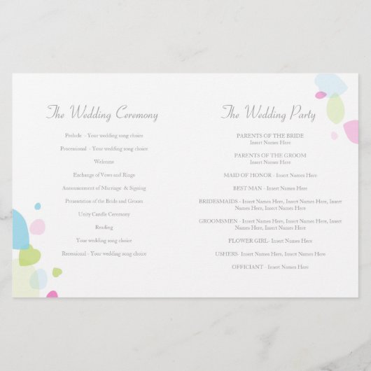 Graphic modern flower petals Weddenprogramma (Achterkant)