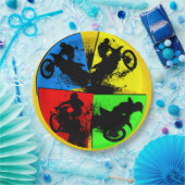 Graphic Motocross Silhouettes Napkins Papieren Bordje (Feest)