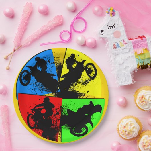 Graphic Motocross Silhouettes Napkins Papieren Bordje (Feest)