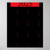 Graphic New Year 2025 Calendar With Holidays In Re Poster (Voorkant)
