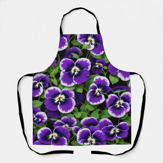 Graphic Paarse Pansies Schort (Voorkant)