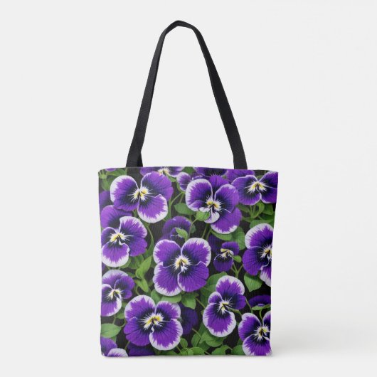 Graphic Paarse Pansies Tote Bag (Achterkant)