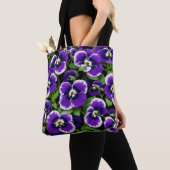 Graphic Paarse Pansies Tote Bag (Dichtbij)