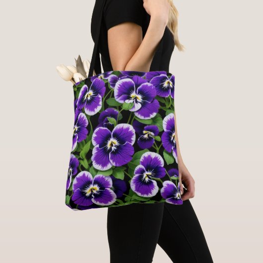 Graphic Paarse Pansies Tote Bag (Dichtbij)