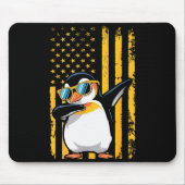 Graphic Penguin Retro American Flag Funny Penguin Muismat (Voorkant)