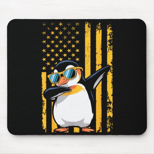 Graphic Penguin Retro American Flag Funny Penguin  Muismat (Voorkant)