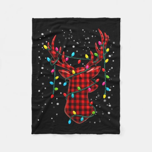 Graphic Plaid Rudolph Christmas Tree Light Xmas Me Fleece Deken (Voorkant)