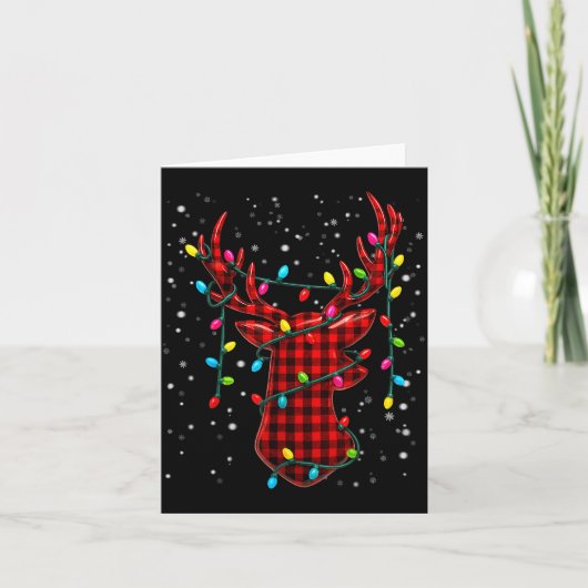 Graphic Plaid Rudolph Christmas Tree Light Xmas Me Kaart (Voorkant)