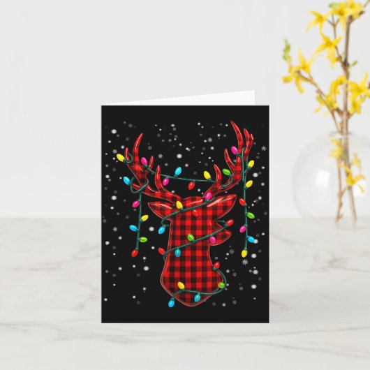 Graphic Plaid Rudolph Christmas Tree Light Xmas Me Kaart (Gele Bloem)