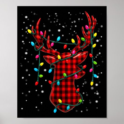 Graphic Plaid Rudolph Christmas Tree Light Xmas Me Poster (Voorkant)