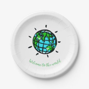 Graphic Planet Earth - Baby shower - Feest Papieren Bordje